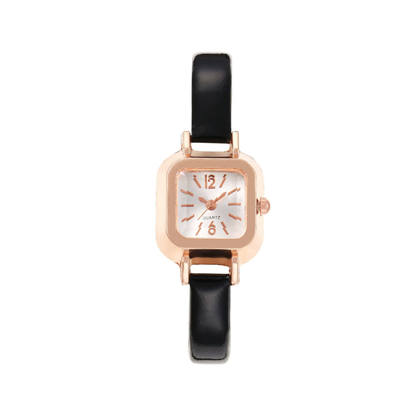 Watch Alloy Imitation Leather Strap Square Dial Preppy Style