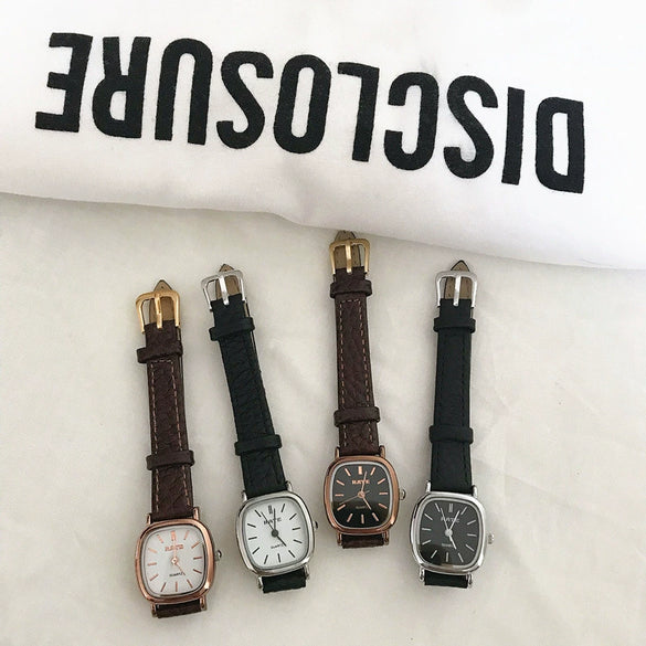 Watch Alloy Leather Square Retro Artistic Quartz