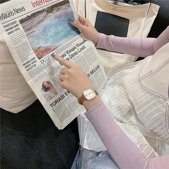 Watch Alloy Ordinary Glass Mirror Leisure Simple Elegant Retro Square For Women