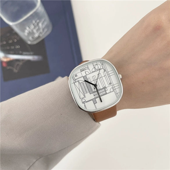 Watch Alloy Ordinary Glass Mirror Square Dial Casual Design For Women And Men