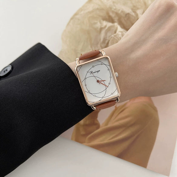 Watch Alloy Ordinary Glass Mirror Square Retro Leisure Style