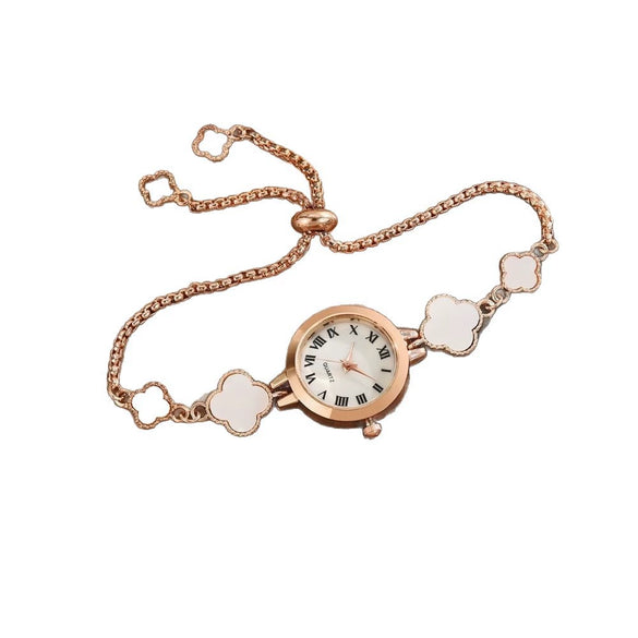 Watch Alloy Rose Gold Fourleaf Clover Casual Style For Female Students