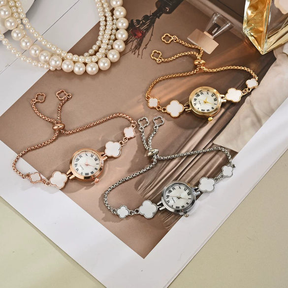 Watch Alloy Rose Gold Fourleaf Clover Casual Style For Female Students
