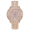 Watch Alloy Stainless Steel Band Round Ordinary Glass Mirror Leisure Starry Rhinestone Roman Numeral Quartz
