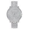 Watch Alloy Stainless Steel Band Round Ordinary Glass Mirror Leisure Starry Rhinestone Roman Numeral Quartz
