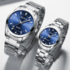 Watch Alloy Stainless Steel Round Quartz Waterproof Fashion For Women And Couple