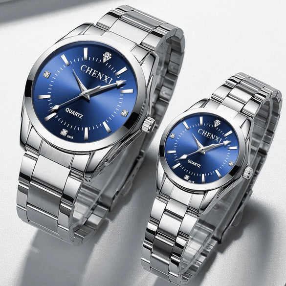 Watch Alloy Stainless Steel Round Quartz Waterproof Fashion For Women And Couple