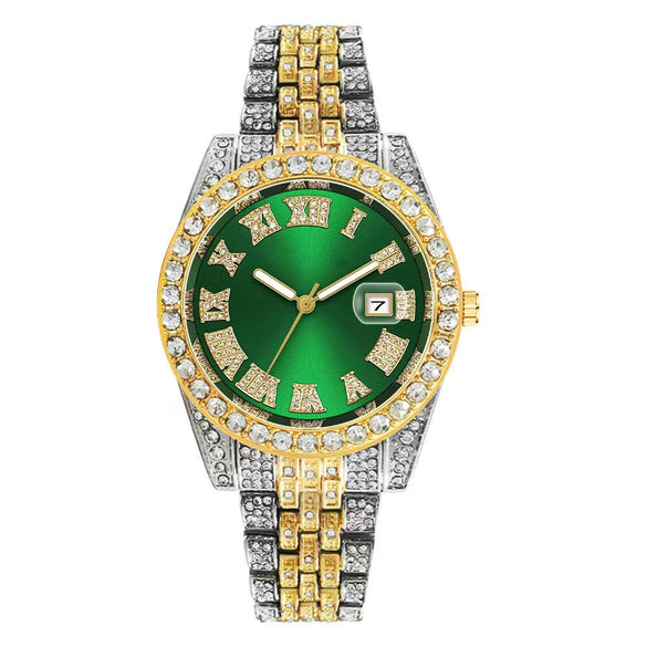 Watch Alloy Stainless Steel Round Roman Scale Calendar Quartz Women's Universal
