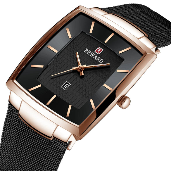 Watch Alloy Stainless Steel Square Business Quartz Men's