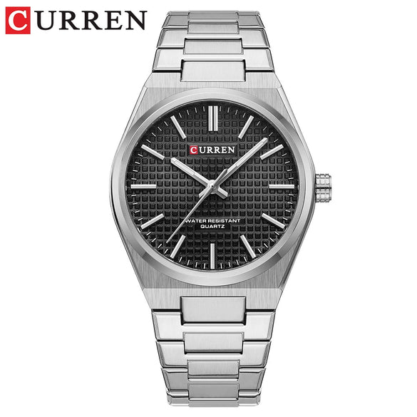 Watch Alloy Stainless Steel Titanium Metal Round Business Style Spiral Crown Single Folding Buckle