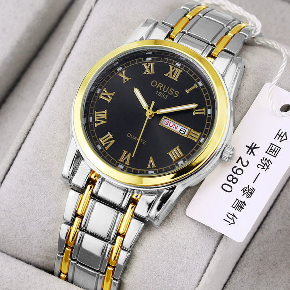 Watch Automatic Movement Round Stainless Steel Glass Mirror Luminous Waterproof Business Style For Men