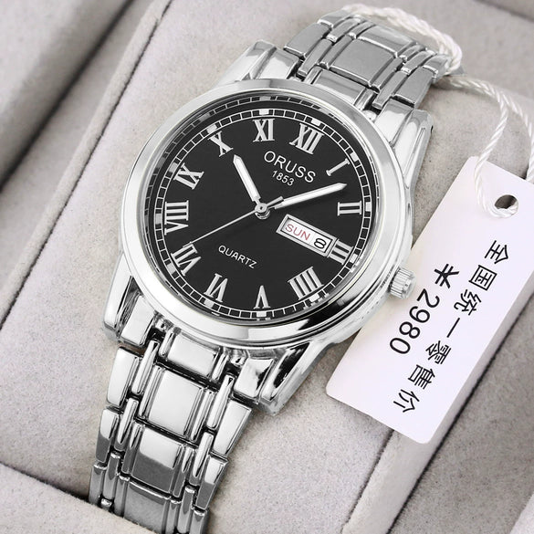 Watch Automatic Movement Round Stainless Steel Glass Mirror Luminous Waterproof Business Style For Men