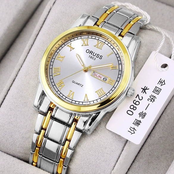 Watch Automatic Movement Round Stainless Steel Glass Mirror Luminous Waterproof Business Style For Men