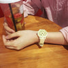 Watch Belt Alloy Case Imitation Leather Strap Cartoon Smiley Face Style For Women