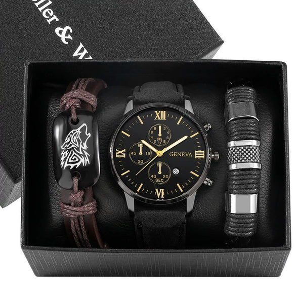 Watch Bracelet Casual Fashion Alloy Case Quartz Glass Mirror Stainless Steel Clasp Imitation Leather Strap Round Dial