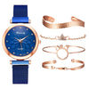 Watch Bracelet Fashion Cat Ear Flower Magnet Buckle Milan Mesh Stainless Steel Alloy Band For Female
