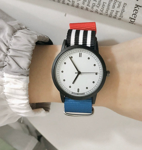 Watch Canvas Alloy Stainless Steel Round Casual Sports Style