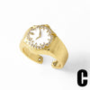 Watch Clock Open Ring Jewelry Copper 18K Gold Plated Geometric Style