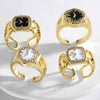 Watch Clock Open Ring Jewelry Copper 18K Gold Plated Geometric Style