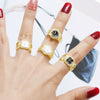 Watch Clock Open Ring Jewelry Copper 18K Gold Plated Geometric Style