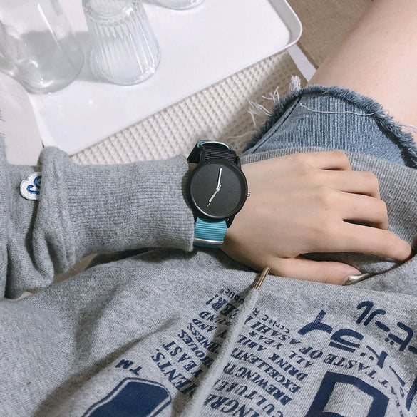 Watch Female Students College Wind Small Fresh Versatile Canvas Alloy Round Pin Buckle