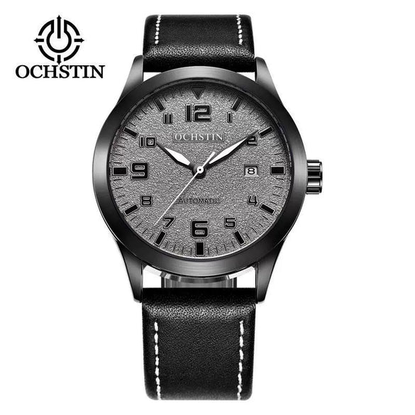 Watch Leather Automatic Mechanical Round Dial Business Style