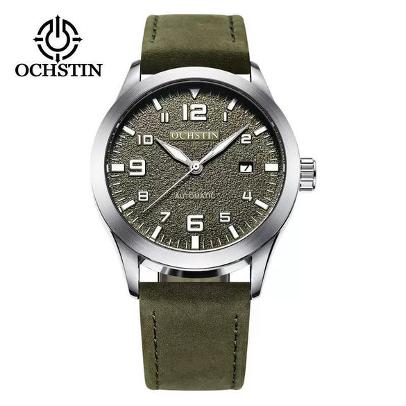 Watch Leather Automatic Mechanical Round Dial Business Style