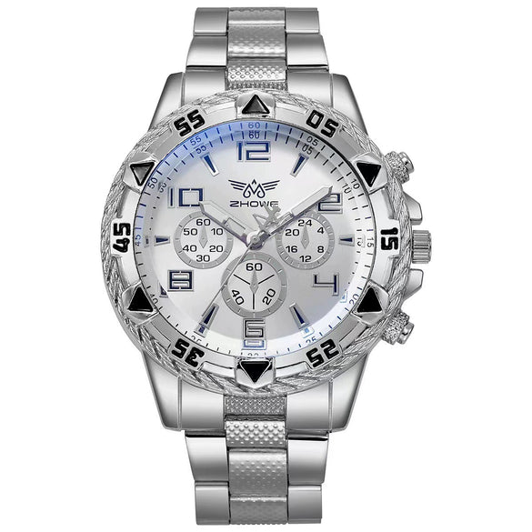 Watch Men's Casual Steel Band Round Dial Alloy Case Quartz Watch