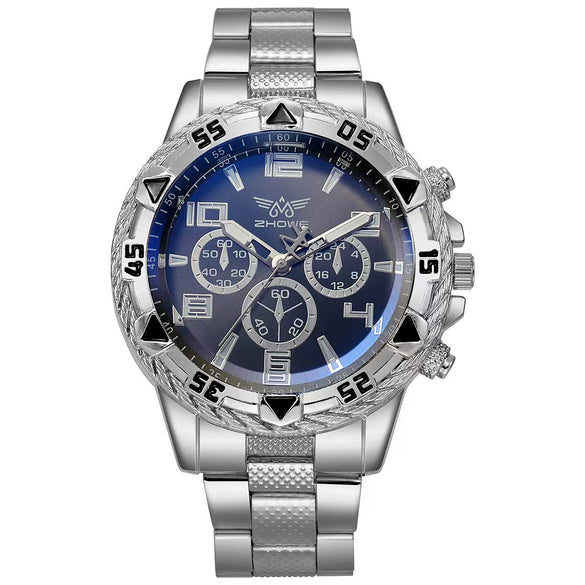 Watch Men's Casual Steel Band Round Dial Alloy Case Quartz Watch