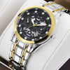 Watch Metal Alloy Rose Gold Round Quartz Automatic Movement Hollow Luminous Waterproof Business Style For Men