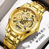 Watch Metal Alloy Rose Gold Round Quartz Automatic Movement Hollow Luminous Waterproof Business Style For Men