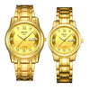 Watch Metal Round Case Fine Steel Strap Stainless Steel Buckle Simple Style Waterproof Luminous Calendar Quartz Couple's