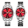 Watch Metal Round Case Fine Steel Strap Stainless Steel Buckle Simple Style Waterproof Luminous Calendar Quartz Couple's