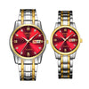 Watch Metal Round Case Fine Steel Strap Stainless Steel Buckle Simple Style Waterproof Luminous Calendar Quartz Couple's