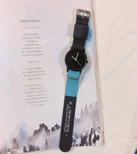 Watch Nylon Canvas Band Stainless Steel Clasp Alloy Case Round Dial Leisure Style