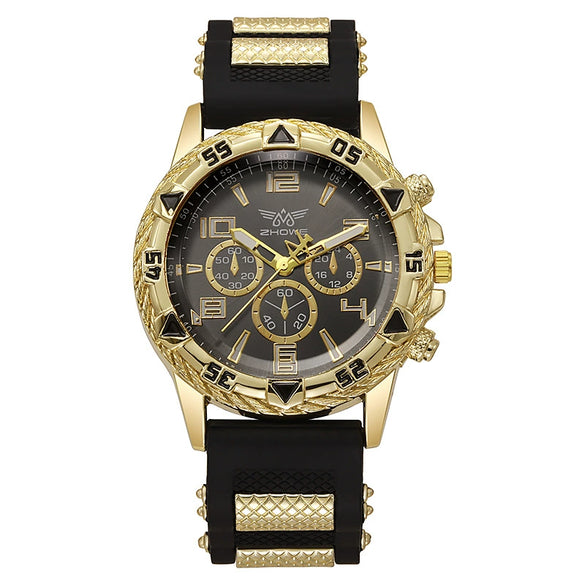 Watch Silicone Band Alloy Case Stainless Steel Buckle Round Dial Leisure Style