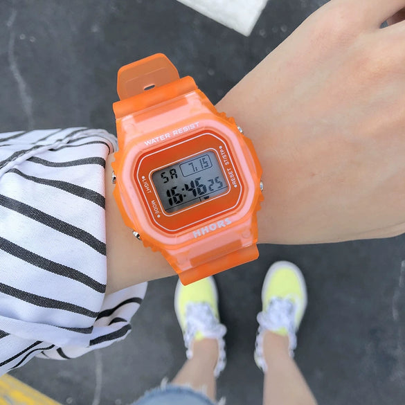Watch Silicone Plastic Square Electronic Simple Sports Allmatch