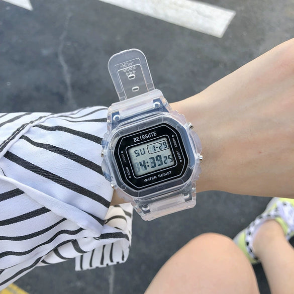 Watch Silicone Plastic Square Electronic Simple Sports Allmatch