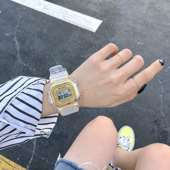 Watch Silicone Plastic Square Electronic Simple Sports Allmatch