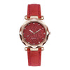 Watch Silver Pink Rhinestone Round Dial Plastic Case Imitation Leather Strap Women's Casual
