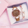 Watch Silver Pink Rhinestone Round Dial Plastic Case Imitation Leather Strap Women's Casual