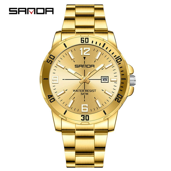 Watch Simple Fashion Round Dial Men's Quartz Watch With Luminous Waterproof Steel Strip Belt Alloy Case Stainless Steel Buckle