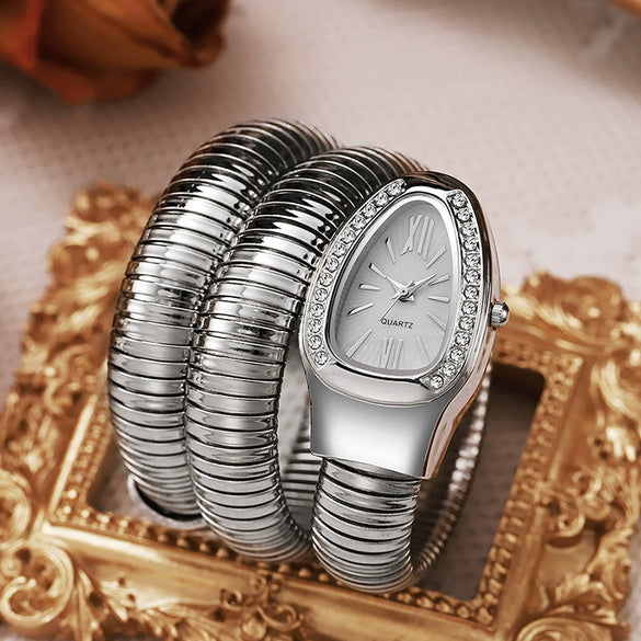 Watch Snakeshaped Alloy Stainless Steel Oval Bracelet Quartz