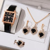 Watch Square Slub Pattern Women's Plastic Case Imitation Leather Strap Stainless Steel Buckle Quartz Watch