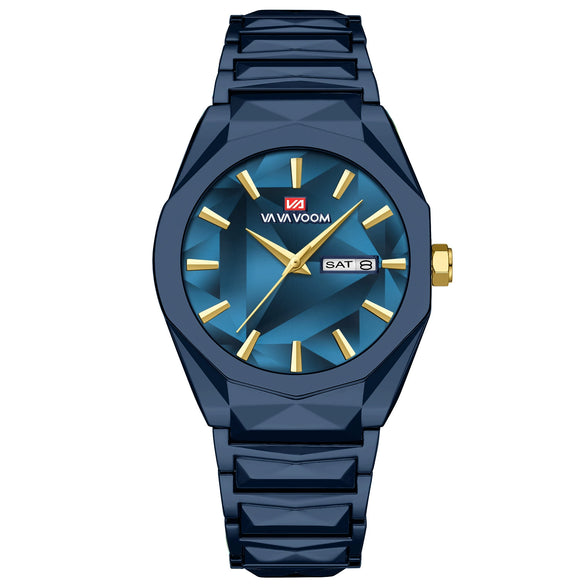 Watch Stainless Steel Band Business Casual Men's Rhombus Dial Waterproof Mineral Reinforced Glass Mirror Butterfly Double Snap Buckle