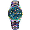 Watch Stainless Steel Band Business Casual Men's Rhombus Dial Waterproof Mineral Reinforced Glass Mirror Butterfly Double Snap Buckle