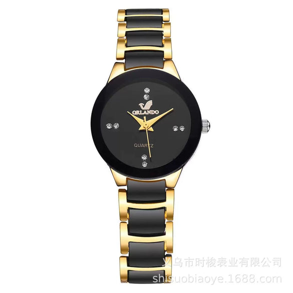 Watch Steel Alloy Diamondencrusted Round Quartz Men's And Women's