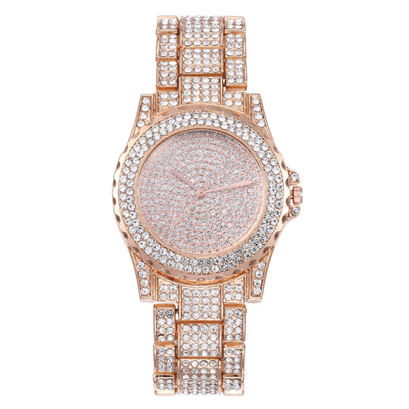 Watch Steel Alloy Quartz Starry Diamondembedded Round Dial