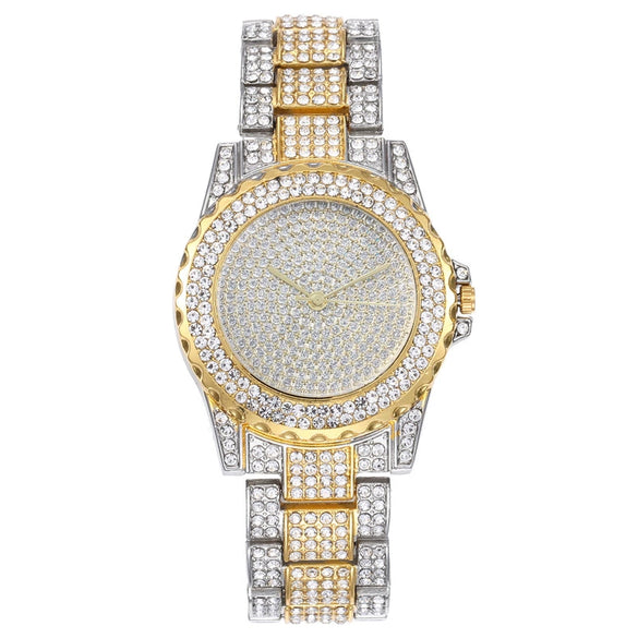 Watch Steel Alloy Quartz Starry Diamondembedded Round Dial
