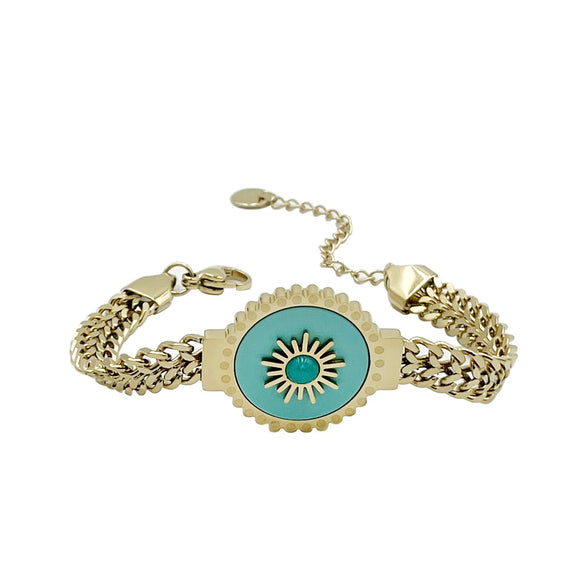 Watch Strap Chain Bracelet Stainless Steel Geometric Pattern 14K Gold Plated